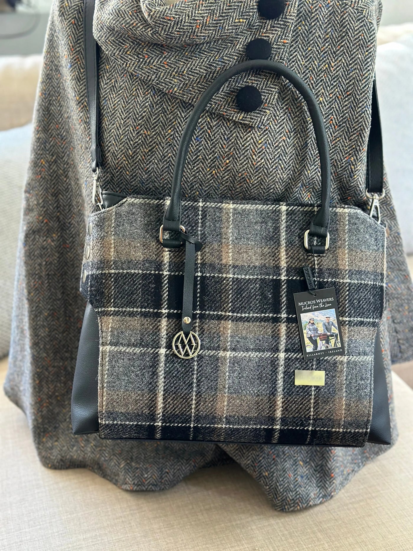 Grey tweed bag sale