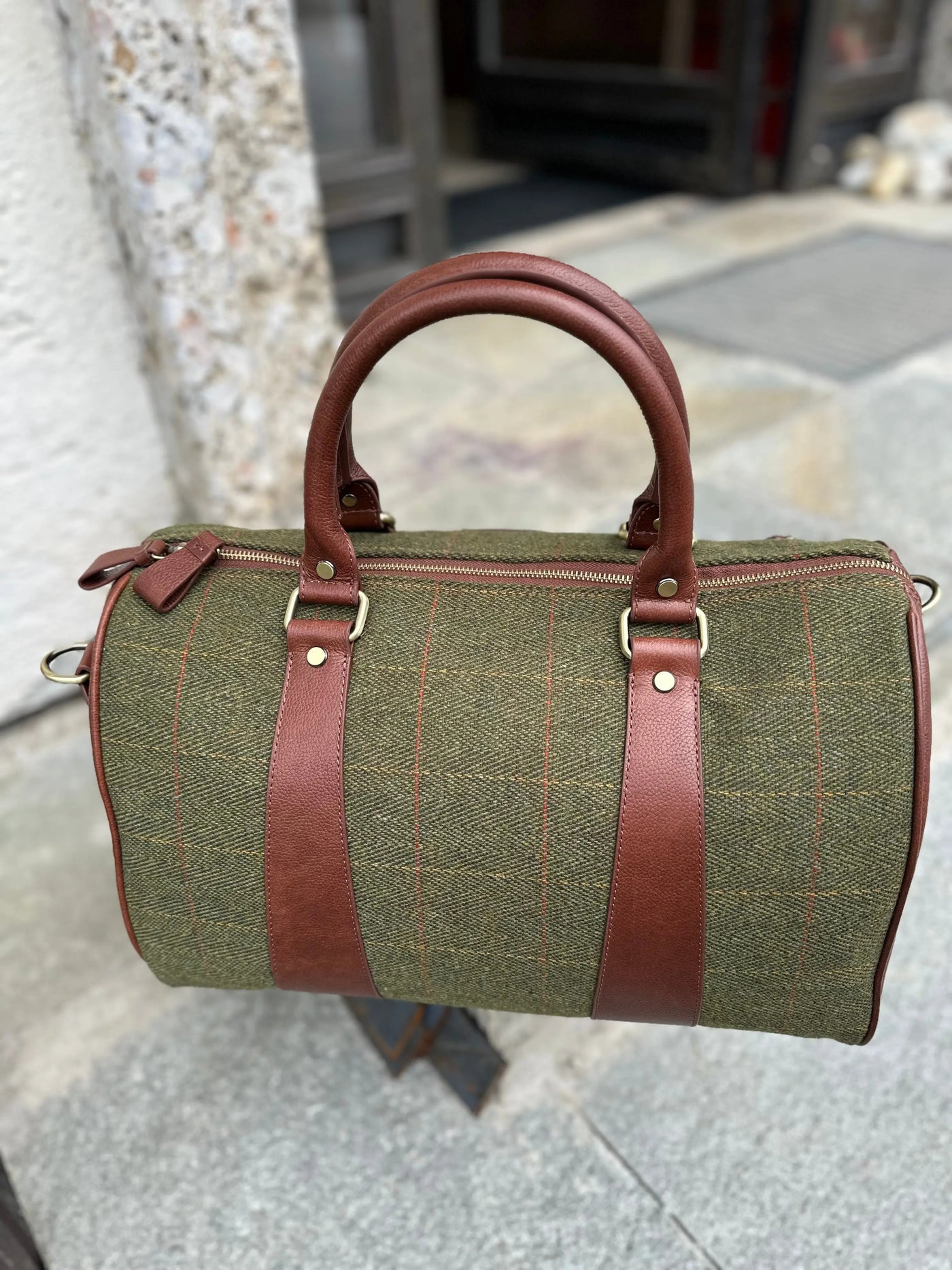 Weekender mit Tweed im Fischgrätenmuster