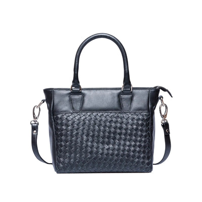 T35 A Braided leather Tote black small Martine