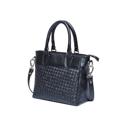 T35 B Braided leather Tote black small Martine